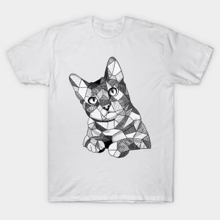 Geometric Doodle Intrigued Cat T-Shirt